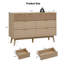 Commode 8 tiroirs couleur bois naturel - Surface rayée et poignées dorées