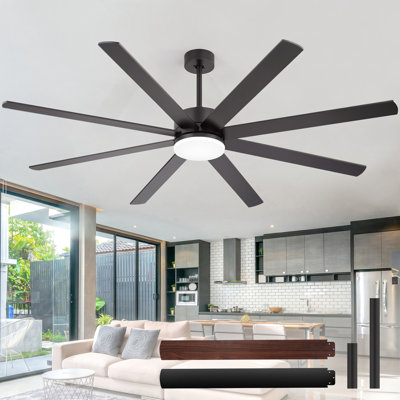72" Large Ceiling Fan with Light and Remote, 6-Speed Quiet Reversible DC Motor, 3CCT LED, Modern 8-Blade Fan for Living Room & Great Room