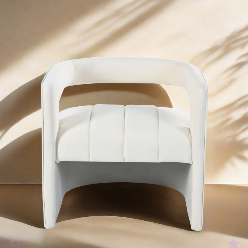 Fauteuil d'appoint moderne en velours avec détail côtelé, fauteuil d'appoint incurvé de luxe entièrement rembourré (aucun assemblage requis)