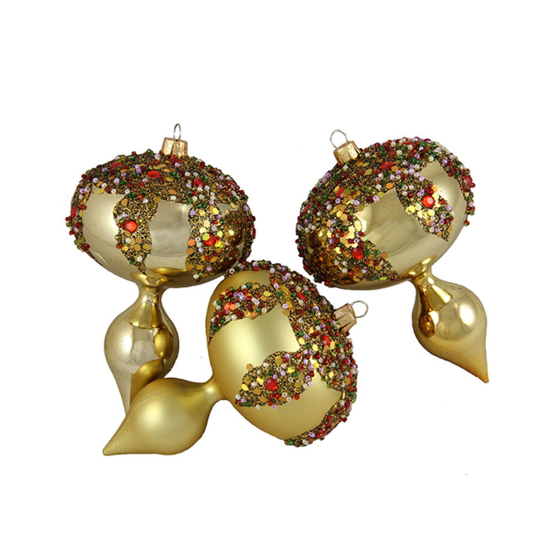 Ornements de Noël à paillettes incassables à paillettes, Or