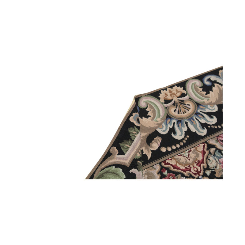 Hand-Knotted High-Quality Black and Gray Area Rug