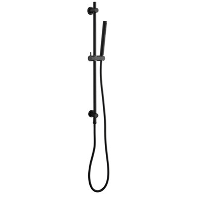 Douche à main avec boyau de 59 pouces, barre coulissante de 28 pouces et hauteur réglable en acier inoxydable noir fonctionnel