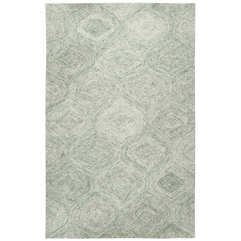 Tapis vert en laine touffeté à la main Gaige, Rectangle 8 pi x 10 pi