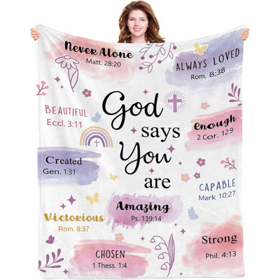 Cadeaux d'anniversaire chrétien pour femme, cadeaux de couverture chrétienne pour femme, couvertures pour femme, couverture religieuse pour fille pour les cadeaux d'anniversaire pour le jour de l'Action de grâce de Noël 30 po x 40 po et ajoutez un sac fourre-tout en toile de même conception