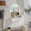 Meuble-lavabo flottant avec miroir et lumières tricolores, coiffeuse murale avec prise de courant, meuble-lavabo compact, grand rangement, blanc