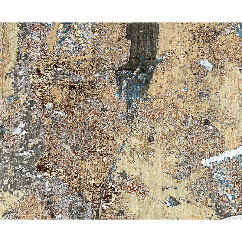 High-Quality Hand-Knotted Grey And Blue Area Rug