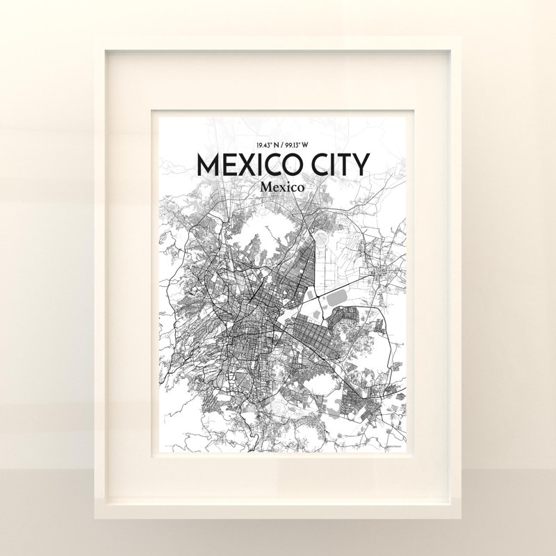 Mexico City Map in Tones 1 Piece Wall Art, 20cm H x 16cm W x 0.05cm D
