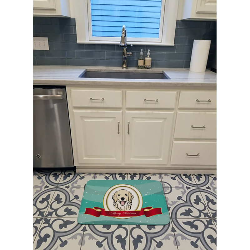 Retriever Merry Christmas Rectangle Microfiber Non-Slip Bath Rug