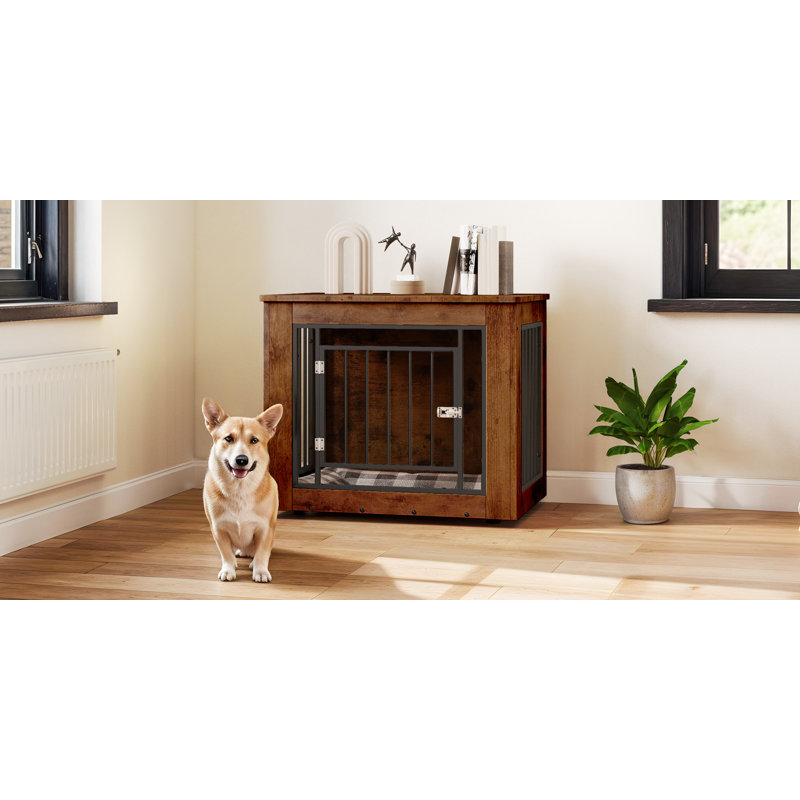 Caisse en bois pour chien, Brun, 25" H x 30.1" W x 21" D