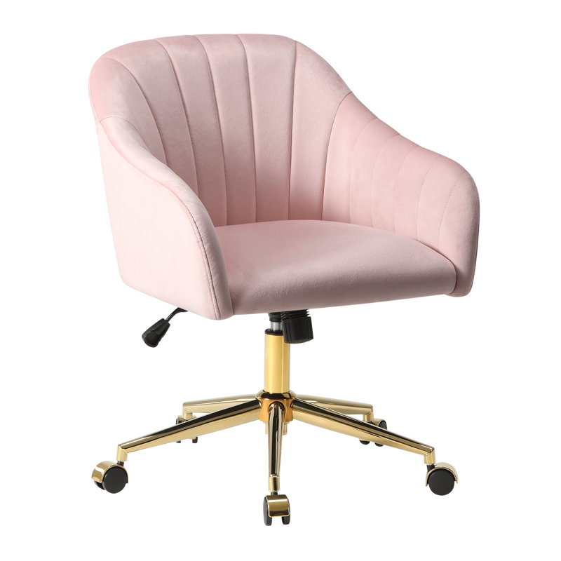 Farrah Tufted Velvet Upholstered Desk Chair, Pink