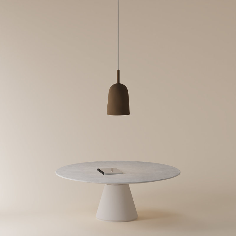 Vessel Pendant Light, 18" H x 14.5" W x 9" D, Walnut, White