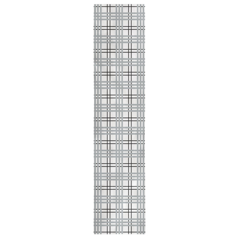 Paid Polyester Table Runner, White/Gray, 90" L x 16" W