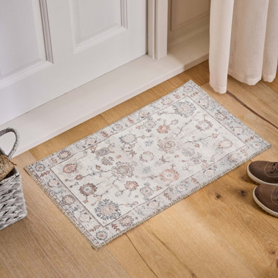 Tapis traditionnel avec aspect fait à la main et douceur semblable au nuage - tapis de sol 100% polyester pour le salon, résistant aux taches et à la maison, rouge