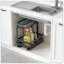 Organisateur sous l'évier, tablette coulissante à 2 niveaux avec rails d'amortissement, panier de rangement robuste en acier au carbone pour salle de bain, cuisine, armoire de salle de lavage