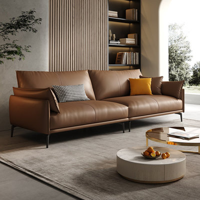 Black Genuine Leather Modular Sofa cushion couch