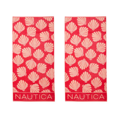 Bath Peniston Nautica Seashell Seashore Pink 2 Piece Beach Towel Set