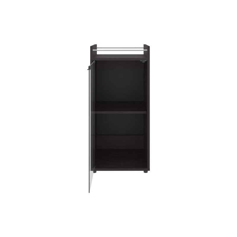 Bar, 1 porte vitrée, 3 tablettes, Noir