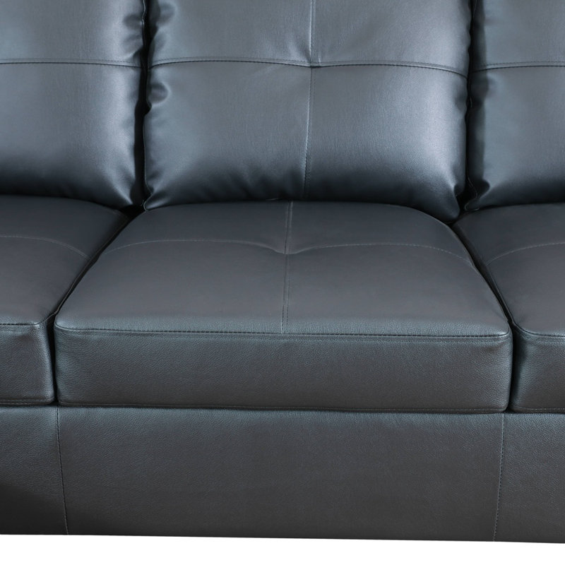 Canapé avec méridienne de 103,5 po de large avec repose-pieds Brevard, Orienté à gauche (vu de face), Noir