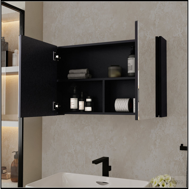 Medicine Cabinet Mansfield, Bathroom, Black, Black
