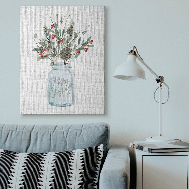 «Merry Christmas Foliage Jar», impression, Toile tendue, H 48 po x l 36 po