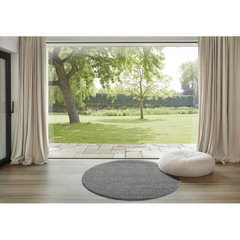 Granada Liora Charcoal, Gray, Ivory And White Polypropylene Area Rug, Round 8'
