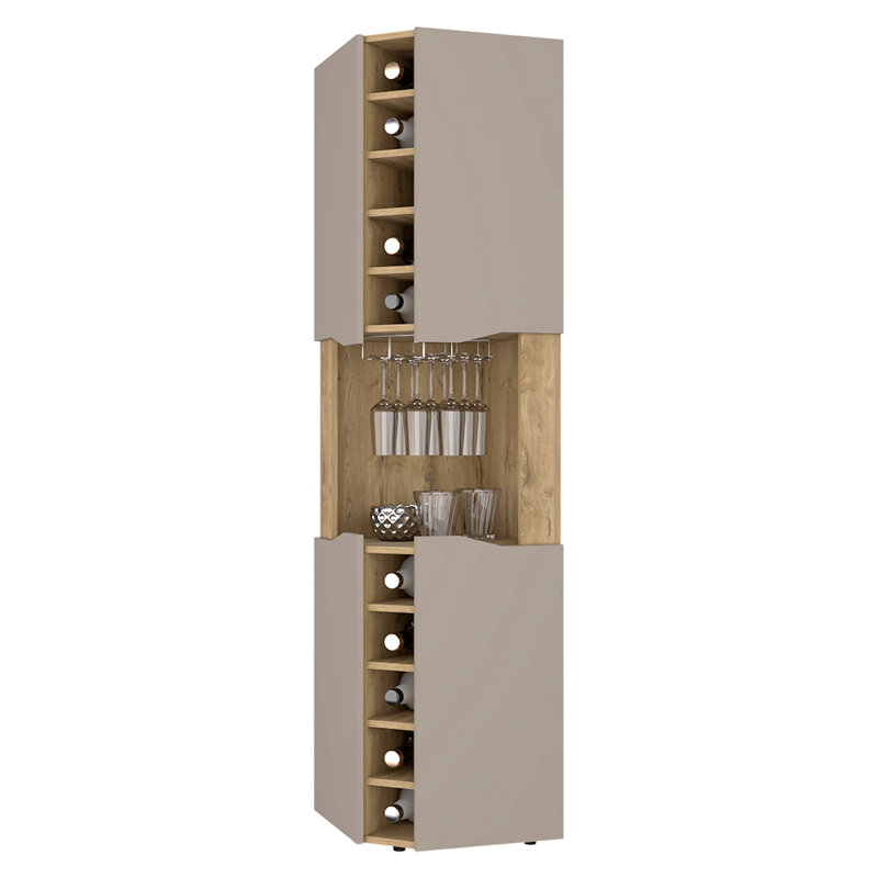 Taupe 10-Bottle Bar Cabinet