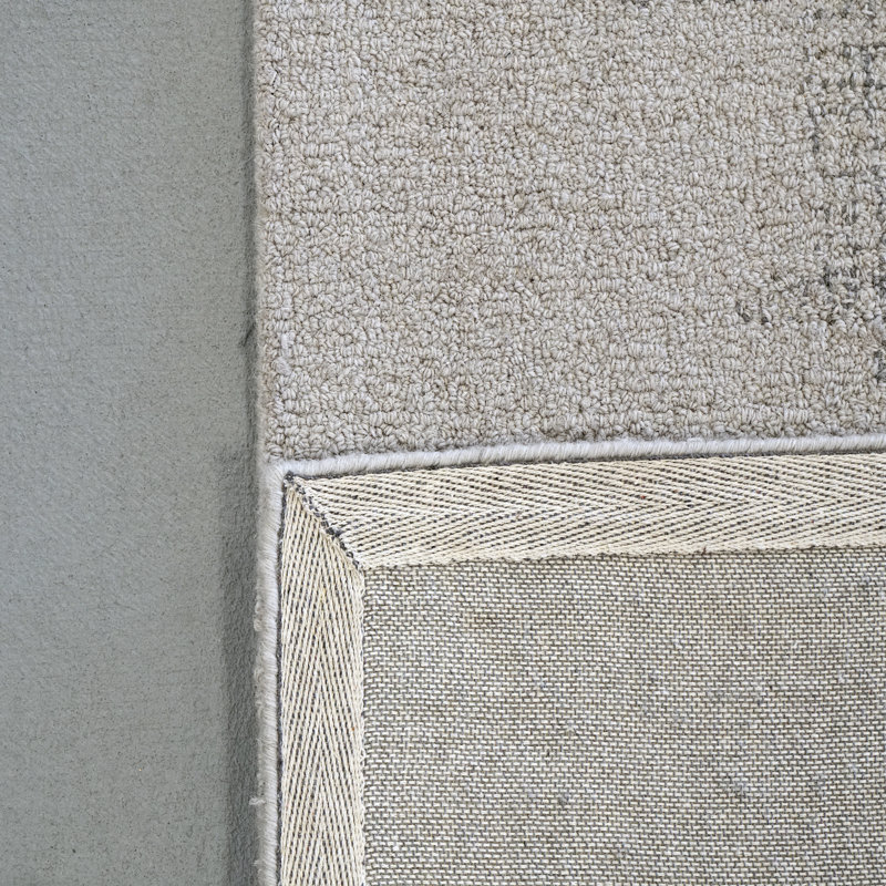 Tapis gris en laine tissé à la main Ariahnna, Rectangle 9 pi x 12 pi