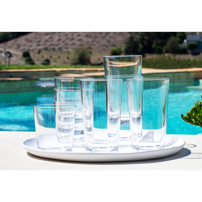 Elton 8-Piece Acrylic Assorted Glassware Set, Clear