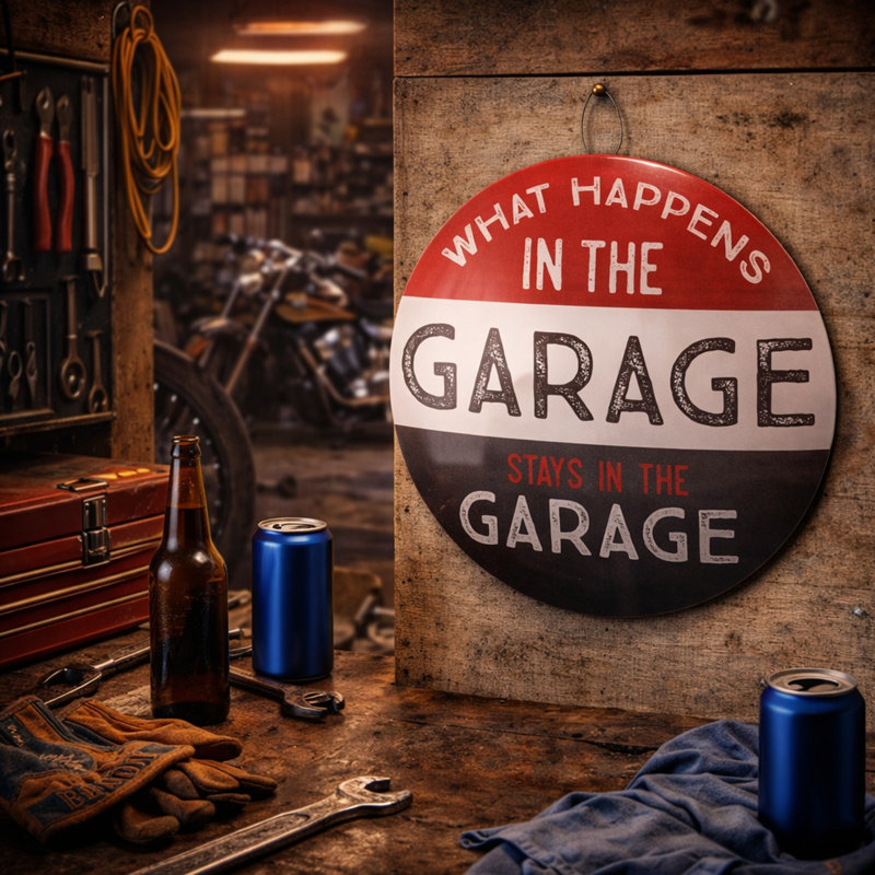 Mancave Round Wall Decor on Metal