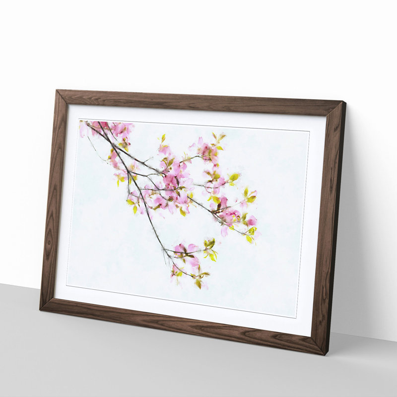 Beauty Of A Pink Cherry Blossom Tree - Single Picture Frame Painting on MDF, Walnut, 24cm H x 33cm W x 2cm D