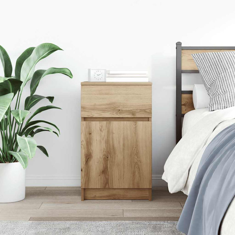 Bedside Cabinet 39X35x65 Cm Engineered Wood, Artisan Oak