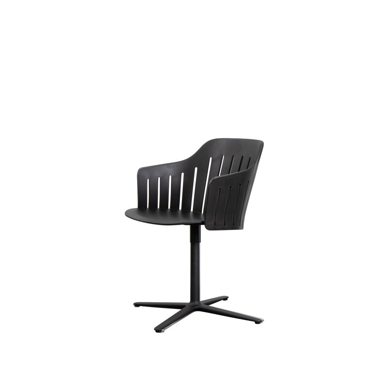 Choice Chair Indoor and Swivel Steel Base with Upholstery Cane-line Scent Seat Cover, White, Black, Black