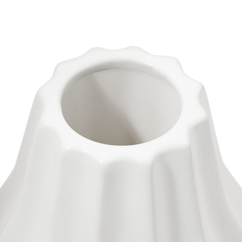 Facetta 7.5" Matte Texture White Ceramic Vase, 7.5 inch, White