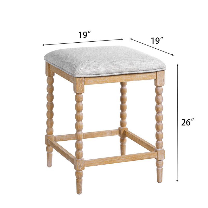 Tabourets de comptoir 26 po, ensemble de 2 avec siège rembourré, structure en bois d'acacia massif, siège rembourré en mousse, conception aérée pour îlot de cuisine et bar