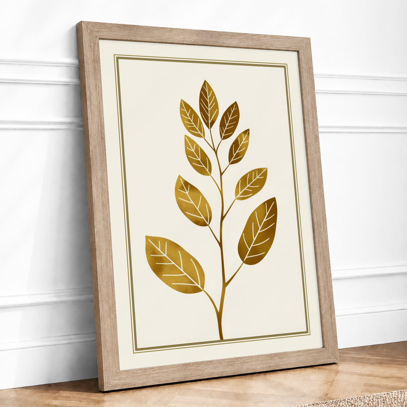 Golden Leaf Study Botanical - Framed Print, Oak, A4 - 29.7 x 21.0 cm