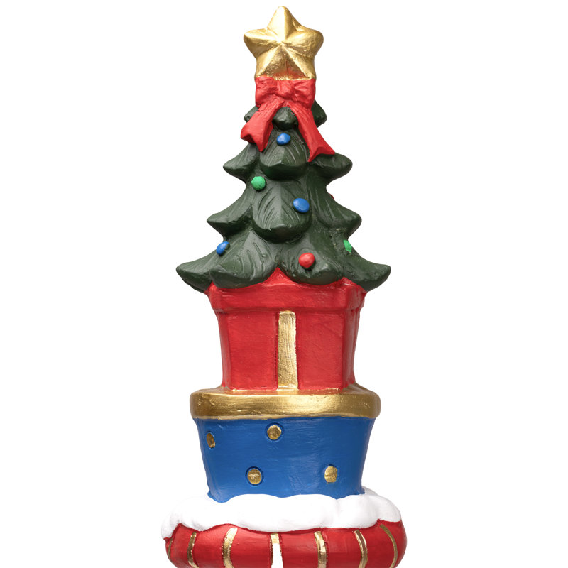 Traditional LED Lighted Nutcracker Soldier with Christmas Tree - 32" - Red, Blue, and Gold
