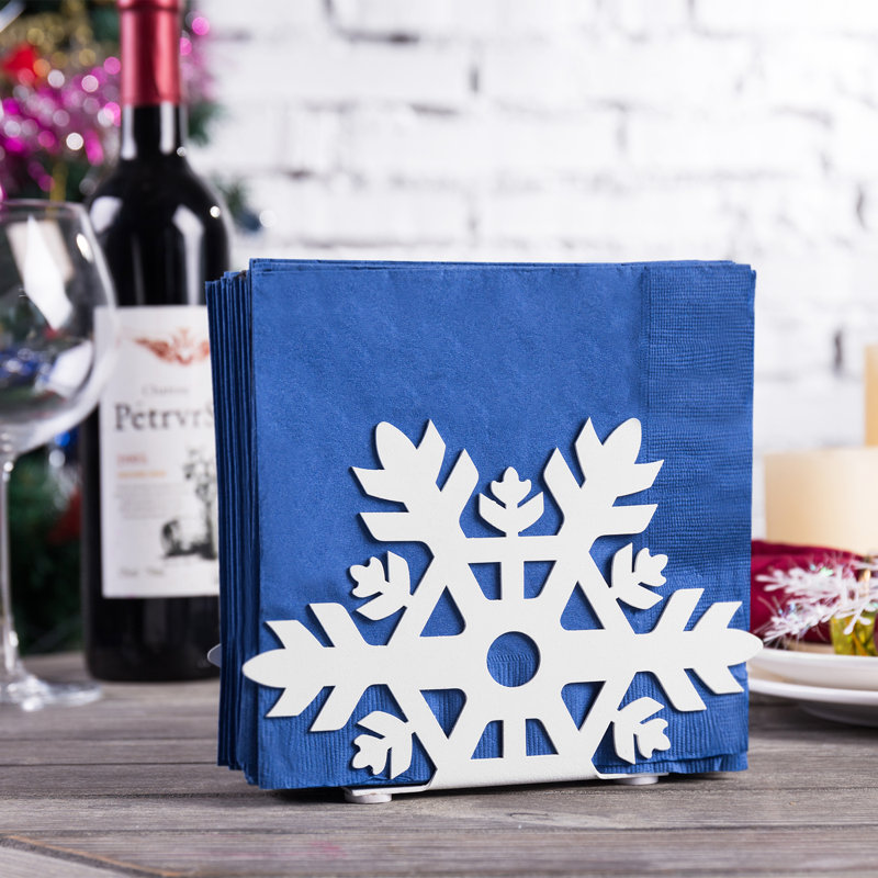 Porte-serviette en métal Winter Snowflake, Blanc