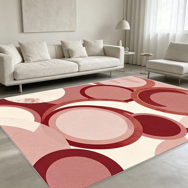 Burgundy Round Curve Abstract carpet-easy to clean, machine-washable, soft and comfortable; suitable for door mats, kitchens, living rooms, bedrooms, corridors, and laundry areas. Easy to clean, durable carpet for home decoration.