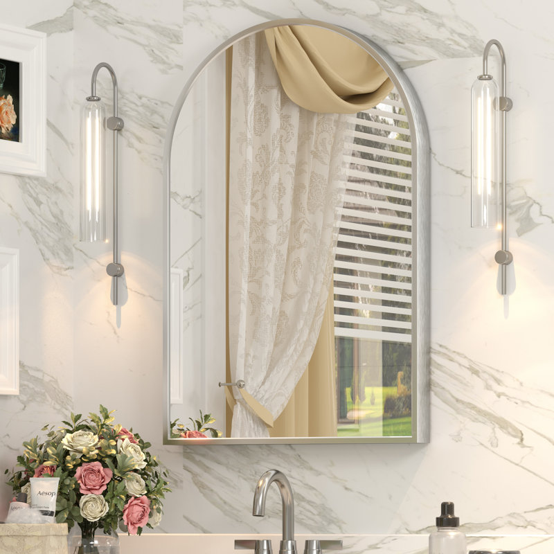 Miroir mural Amara, 24 po x 16 po, Argent brossé