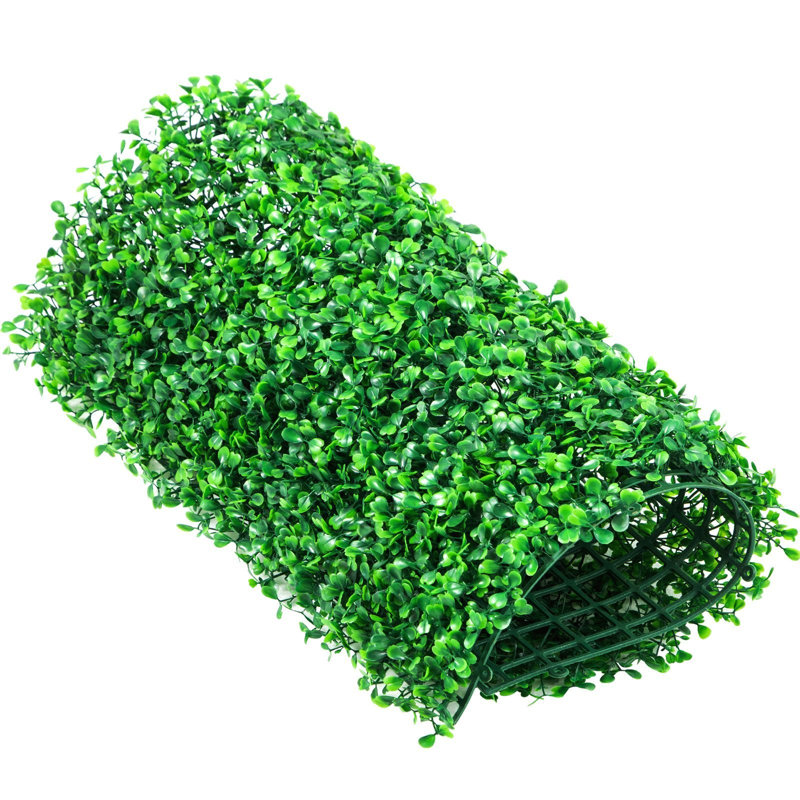 Panneau mural artificiel haie de buis - 20 po x 20 po, PE / plastique, paquet de 6, vert, résistant aux rayons UV