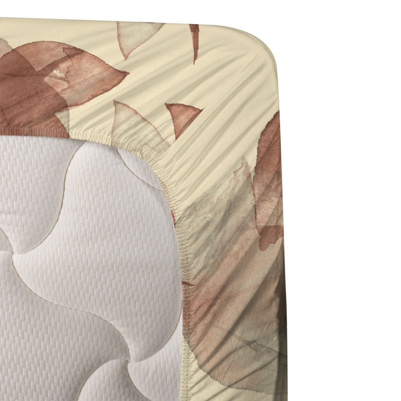 Ambesonne Watercolor Botany Sheet Set 4 Pcs Retro Boho Bloom, King Sheet Set with 2 Pillowcases, Cream Pale Maroon Floral