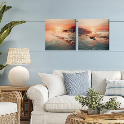 Warm Sunset Melodies 2pc Canvas Set, design by Lazar Studio