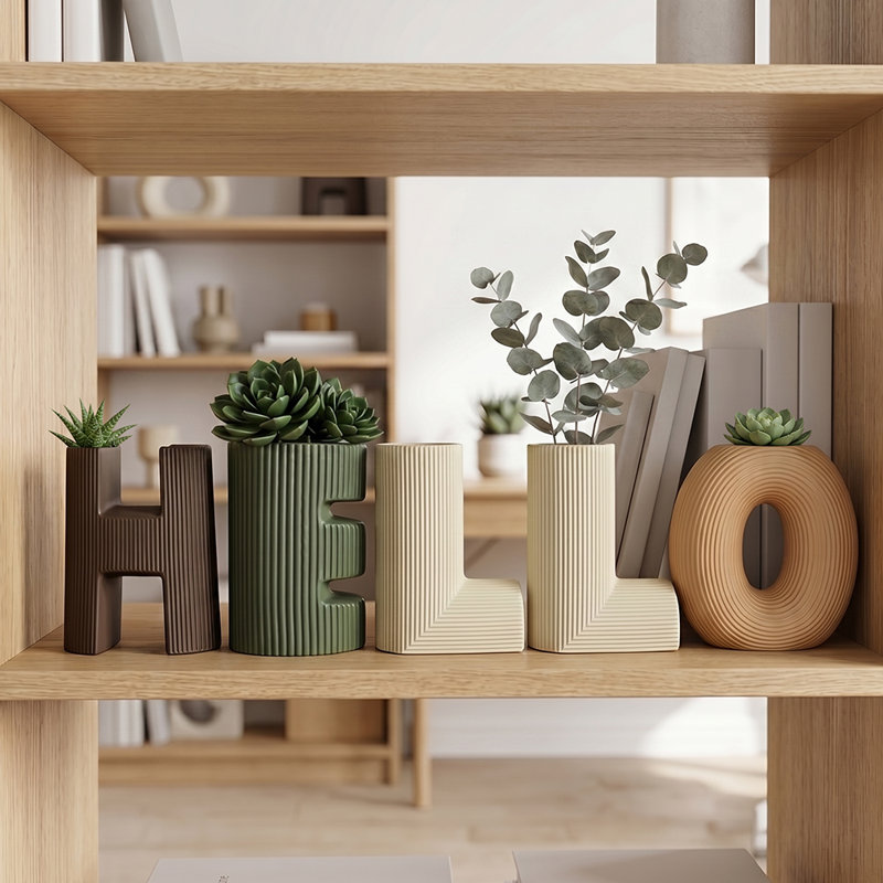 Ensemble de vases en céramique 5 pièces avec texture nervurée, vases d'entrée décoratifs pour fleurs et verdure, console Boho