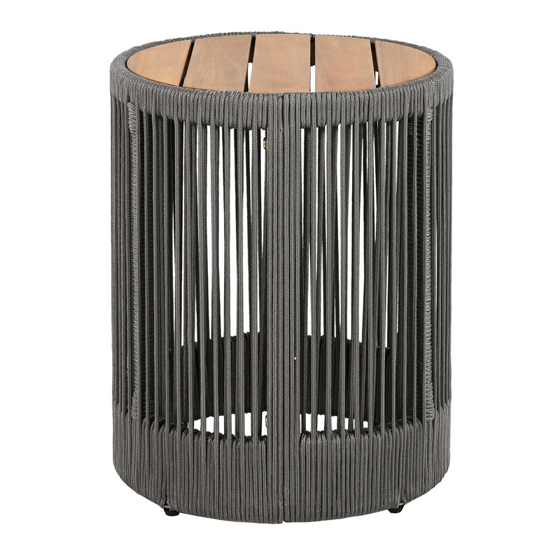 Table d'appoint en corde et en bois - 18,03 po de hauteur, surface de 15 po, facile à assembler et à nettoyer
