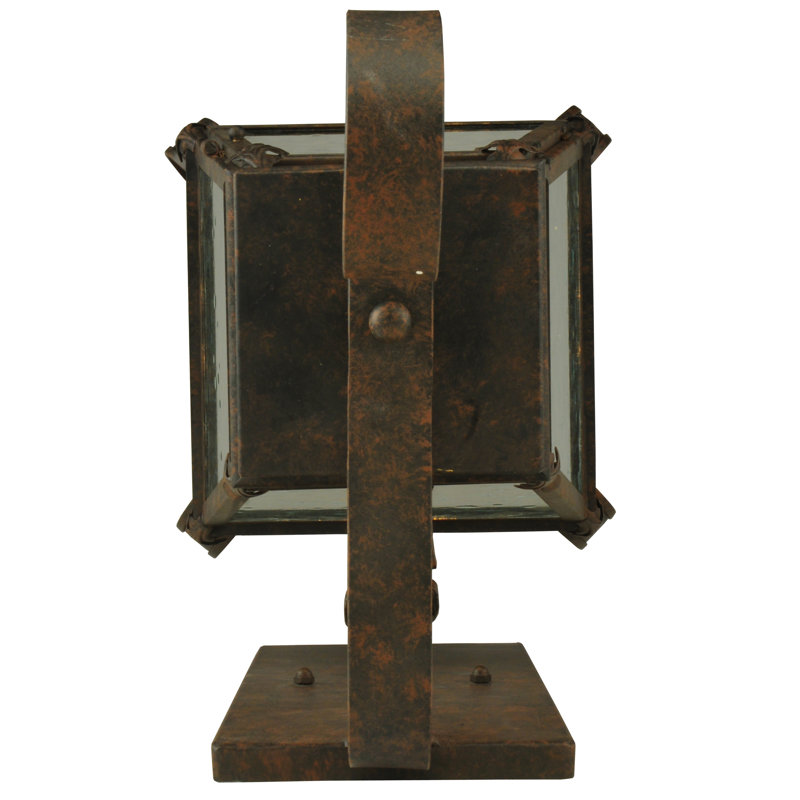 Regal Coffee Bean Iron 3-Light Lantern Sconce with Seeded Glass