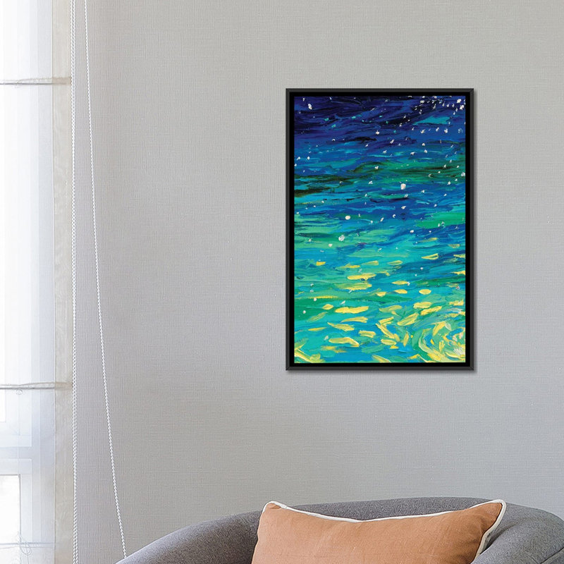 « dc 048 » par iris scott abstracts, impression sur toile, H 26 po x l 18 po x P 1,5 po, Toile encadrée noire, Pas de tapis
