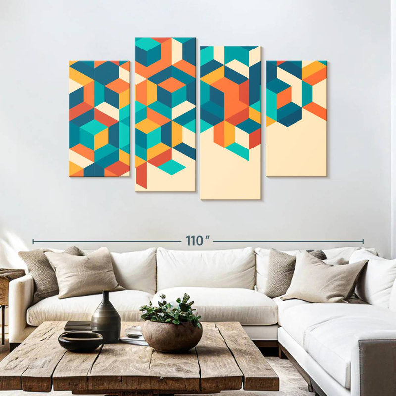 Retro Cube Abstract, 54" H x 84" W