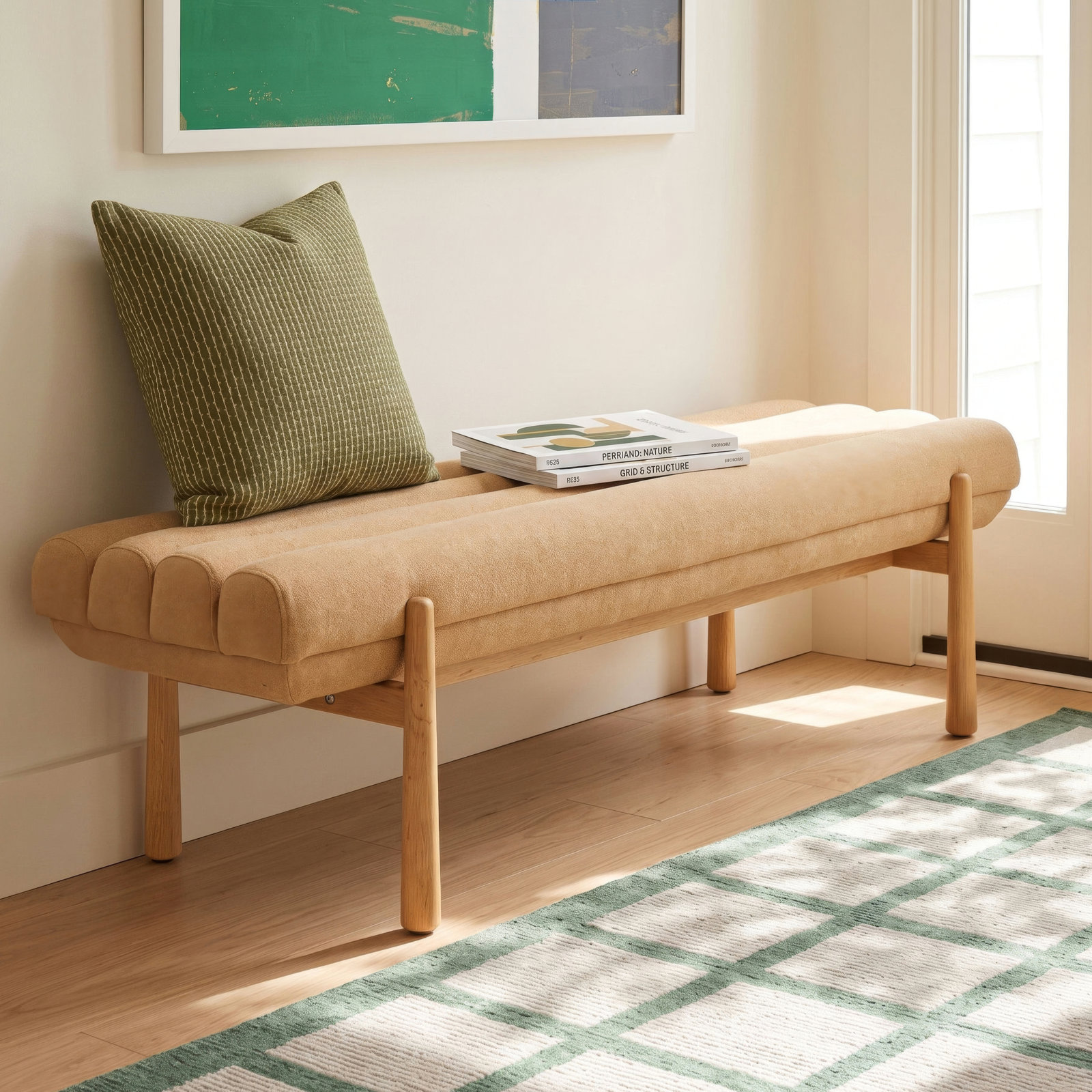 Ebern Designs 56" Linen Bedroom Bench