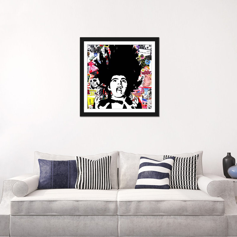 « screaming lord », impression sur toile, Papier d'art encadré noir, H 24 po x l 24 po x P 1 po, Blanc