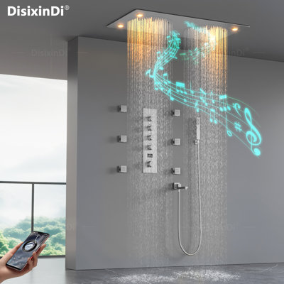 Ensemble de pomme de douche à DEL avec système de douche à pluie et douchette à main